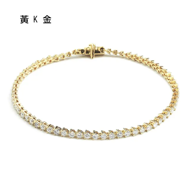 【BRILLMOND JEWELRY】天然鑽石手鍊 18K金 2克拉情繫一生三色選(鑽石總重2克拉 18K金台三色選)