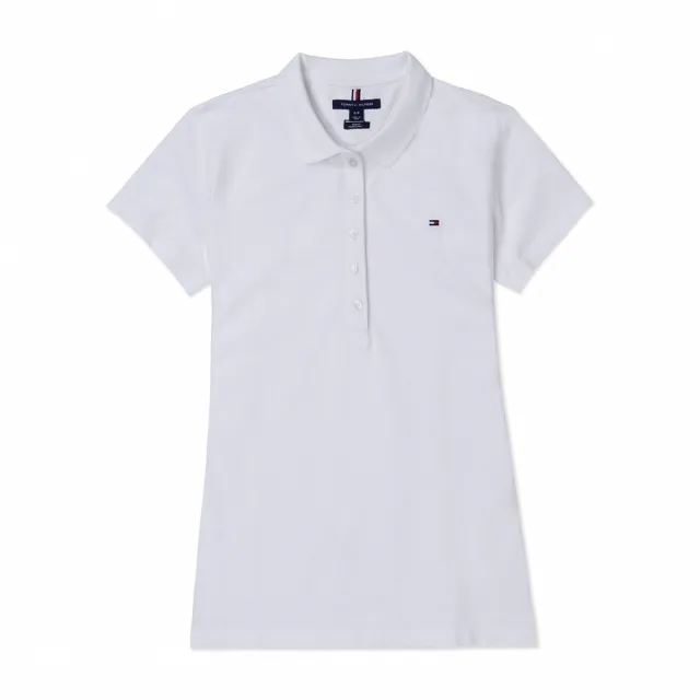 【Tommy Hilfiger】TOMMY 經典刺繡Logo短袖Polo衫-女-白色(平輸品/基本必備款/高爾夫球款)