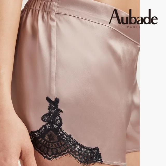 【Aubade】摯愛蠶絲短褲 蕾絲性感睡衣 女睡衣 法國進口居家服(QS-粉芋)