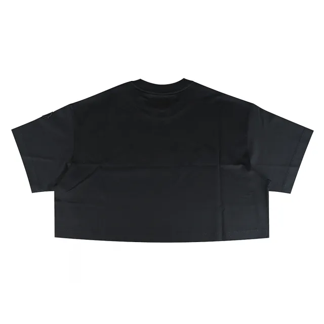 【MONCLER】經典字母亮片LOGO棉質短版短袖T恤(黑)