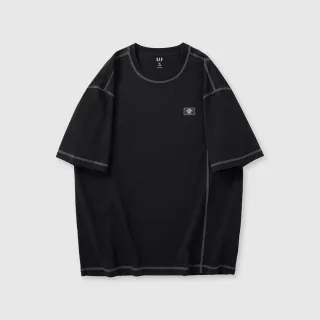 【GAP】男裝 純棉圓領短袖T恤-黑色(497895)