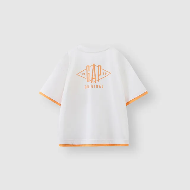 【GAP】男童裝 Logo印花圓領短袖T恤-白色(466204)