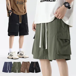 【NEW FORCE】日系戶外多口袋抽繩工裝短褲-4色可選(休閒褲/男短褲/運動褲/工裝褲/夏季短褲)