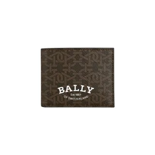 【BALLY】Brasai經典品牌白字LOGO印花B字TPU 6卡對折短夾(棕)
