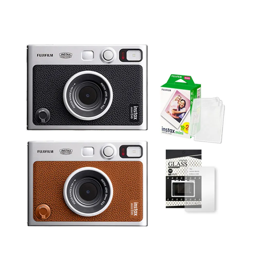 【FUJIFILM 富士】Instax Mini EVO 混合式數位拍立得相機 原廠公司貨(空白底片20張9H螢幕貼超值組)