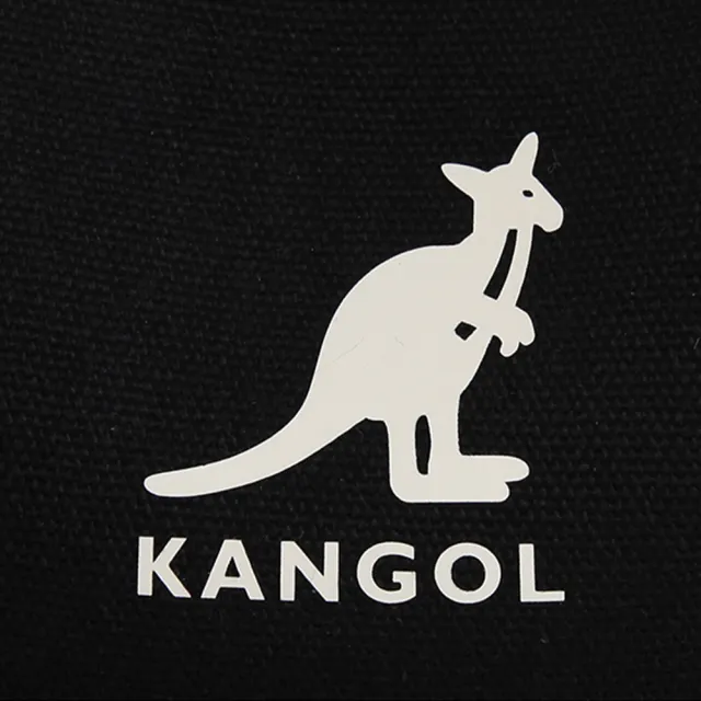 【KANGOL】雙11 Duo 帆布皮帶寬底水桶包(黑色)