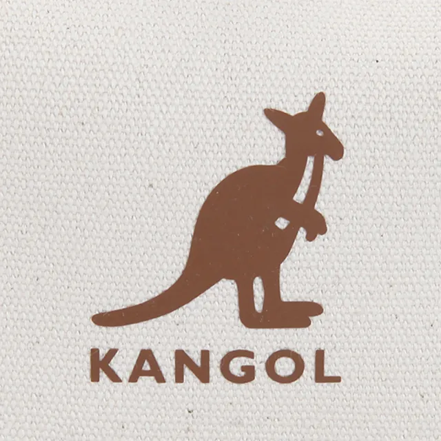 【KANGOL】Duo 帆布皮帶寬底水桶包(米色)