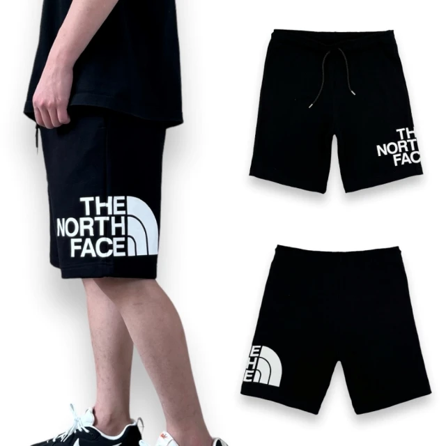 The North Face 北臉 男生 側邊經典LOGO款 休閒短褲 純棉 黑色 男款 短棉褲