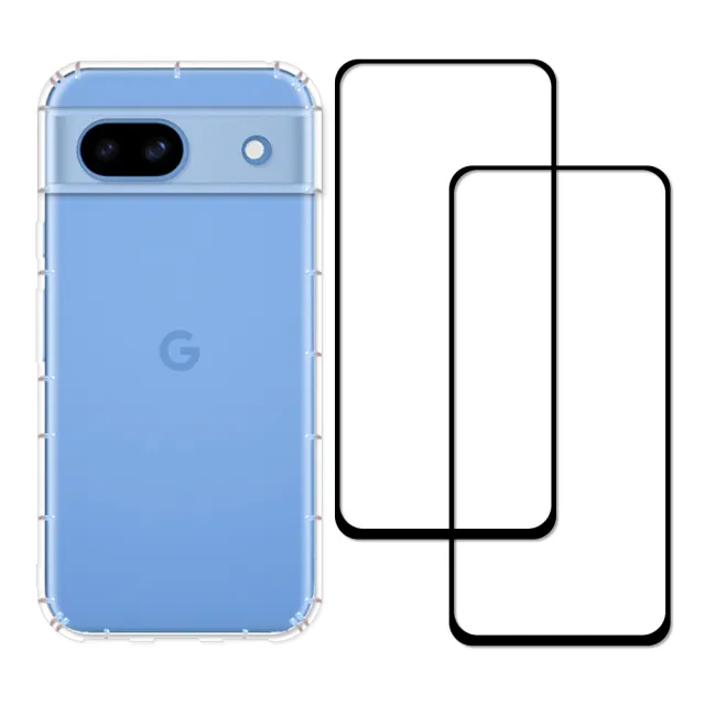 【RedMoon】Google Pixel 8a 手機殼貼3件組 鏡頭全包覆空壓殼-9H玻璃保貼2入