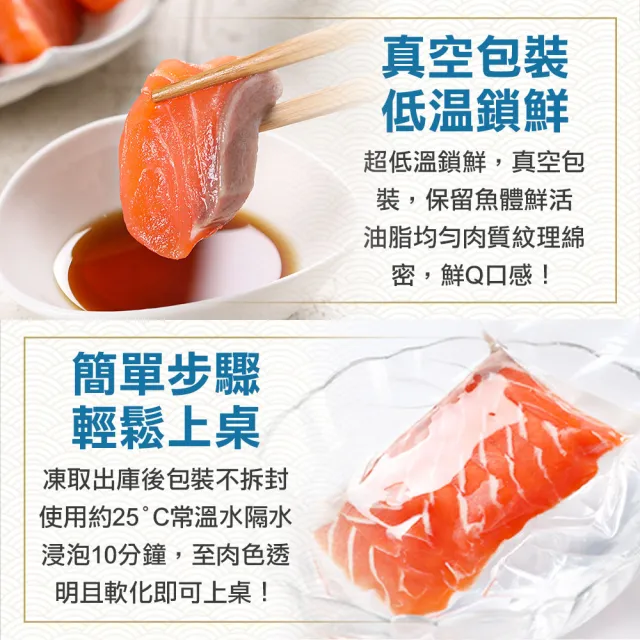 【享吃海鮮】冰鮮鮭魚生魚片9包(100g±10%/包/生食級)