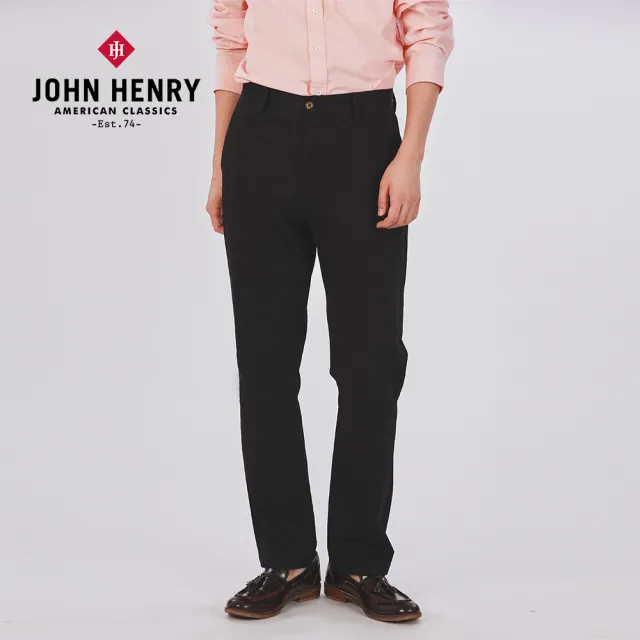 【JOHN HENRY】舒適修身長褲-黑色