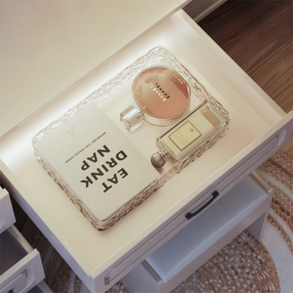 【茉家】安心材質透明pet水波紋有序型抽屜收納盒(大號1入)