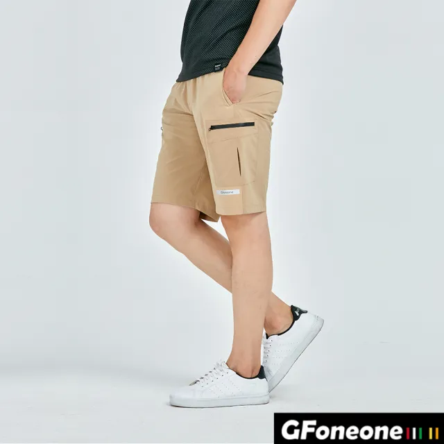 【GFoneone】男戶外側袋登山機能短褲-卡其(男短褲)