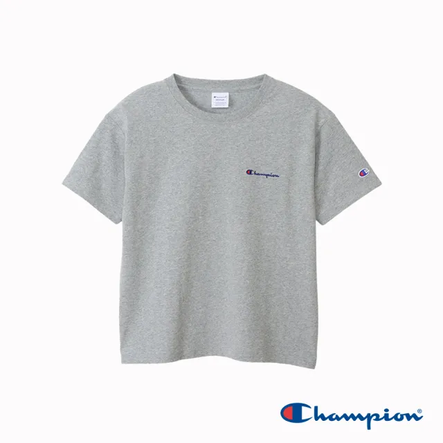 【Champion】官方直營-寬版刺繡Logo短袖TEE-女(灰色)