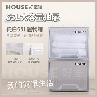 【HOUSE 好室喵】純白65L置物箱-2入(換季 大容量)
