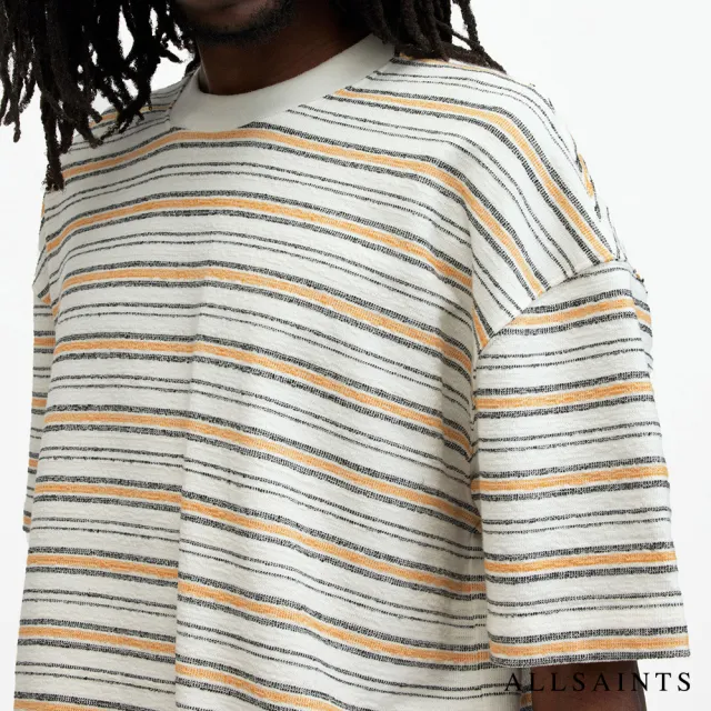 【ALLSAINTS】STANTON 厚實純棉寬鬆條紋短袖T恤 MD503Z(寬鬆版型)