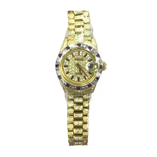 【ROSDENTON 勞斯丹頓】公司貨R1 滿天星鑽紅寶石機械女錶-金色系-錶徑25mm(97626LGJ1-A4)