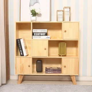 【AOTTO】實木質感格子收納置物櫃(收納櫃 置物櫃 櫥櫃 書櫃 書架)