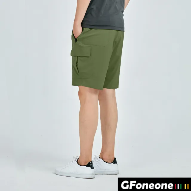 【GFoneone】男吸排開襟越野登山機能短褲-軍綠(男短褲)