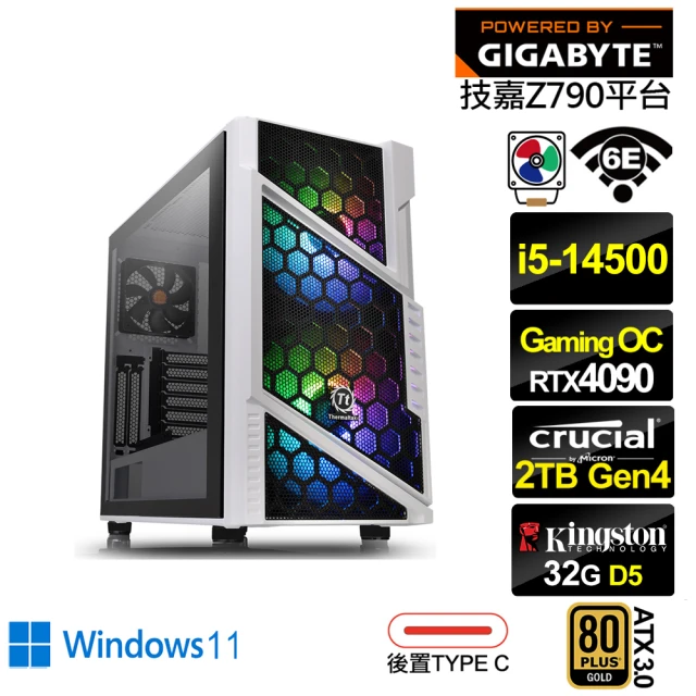 技嘉平台技嘉平台 i5十四核GeForce RTX 4090 Win11{荷魯斯GR1ADW}電競電腦(i5-14500/Z790/32G/2TB/WIFI)