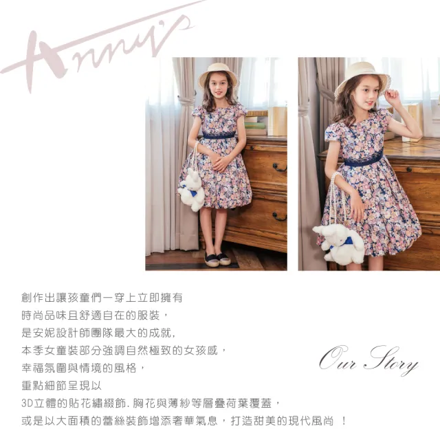 【ANNY’S 安妮公主】復古滿版花樣春夏款公主袖純棉花苞洋裝(2136藍色)