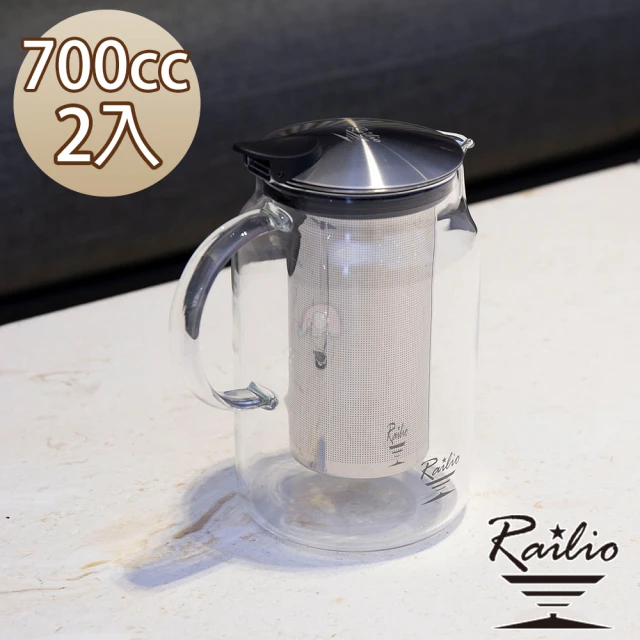 Railio 摩登花茶耐熱玻璃壺700MLx2入組(耐熱壺/冷水壺/明火加熱壺/泡茶壺/花茶壼/高硼硅玻璃壺)