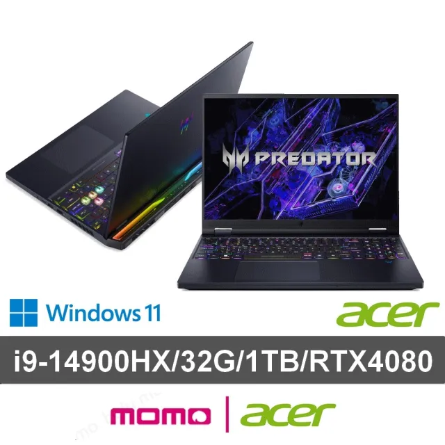 【Acer 宏碁】全新拆封品★16吋14代i9 RTX4080電競筆電(Predator/PH16-72/i9-14900HX/32G/1TB/W11/Mini LED