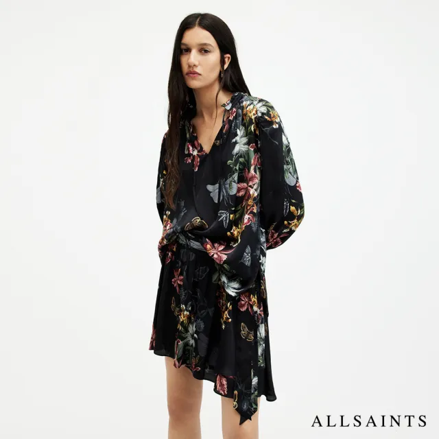 【ALLSAINTS】SANIBEL 人造絲抽繩立領印花上衣 WM554Z(舒適版型)