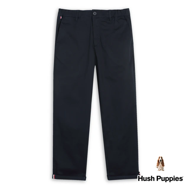 Hush Puppies 男裝 長褲 素色腰鬆緊彈力錐形休閒長褲(丈青 / 43121103)