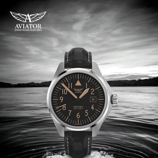 AVIATOR 飛行員 AIRACOBRA P43 TYPE A 飛行風格 腕錶 手錶 男錶(黑色-V13803164)