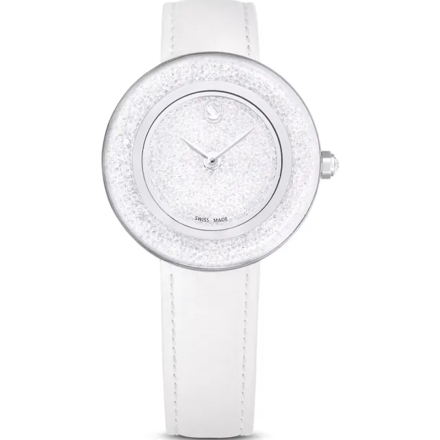 【SWAROVSKI 施華洛世奇】Crystalline Lustre 水晶光彩石英手錶-33mm 女錶 白色 送禮(5668887)