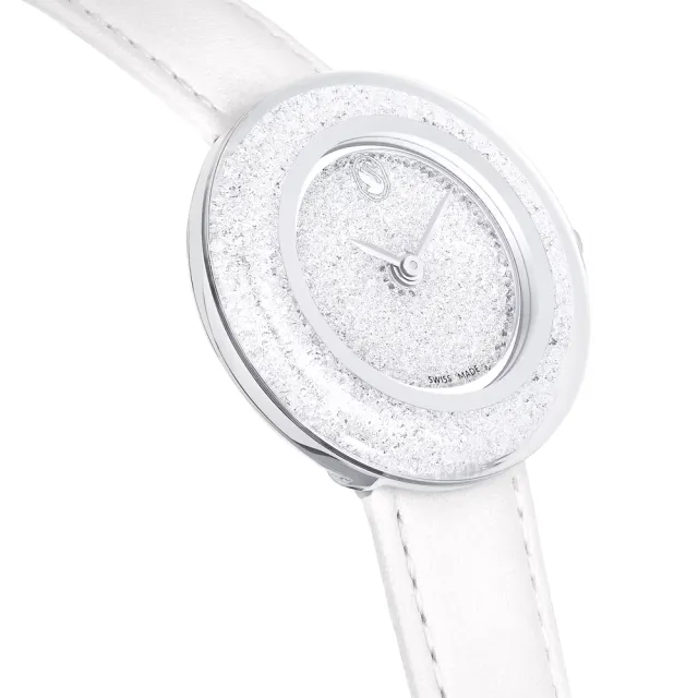 【SWAROVSKI 施華洛世奇】Crystalline Lustre 水晶光彩石英手錶-33mm 女錶 白色 送禮(5668887)