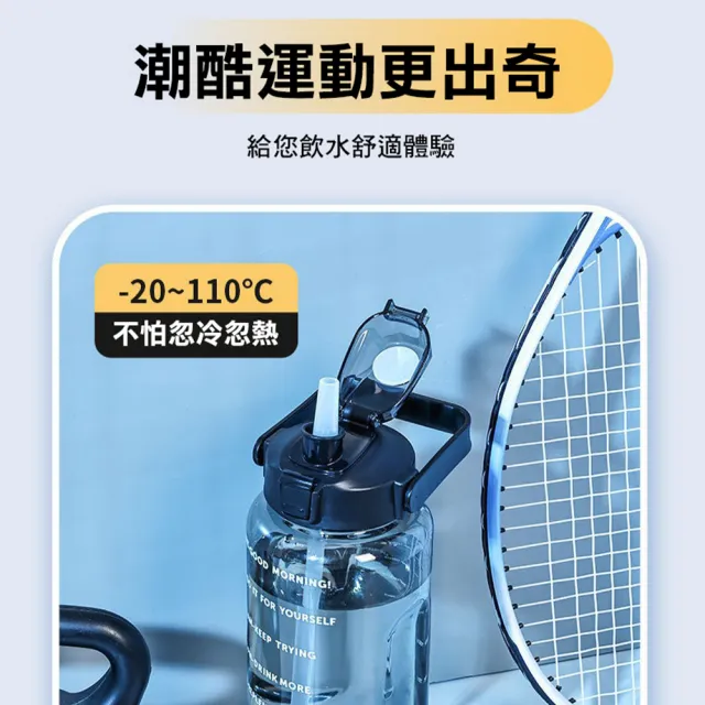 【德利生活】超大容量戶外便捷水杯2000ML(隨行水壺 大容量水壺 透明水壺 運動水壺)