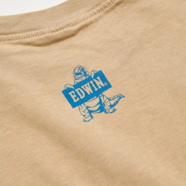 【EDWIN】男裝 橘標 大寬版拱型LOGO短袖T恤(淺卡其)