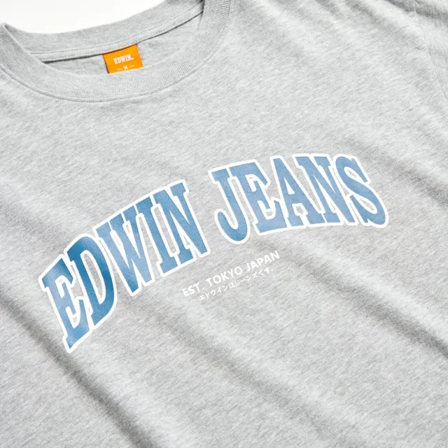 【EDWIN】男裝 橘標 大寬版拱型LOGO短袖T恤(銀灰色)