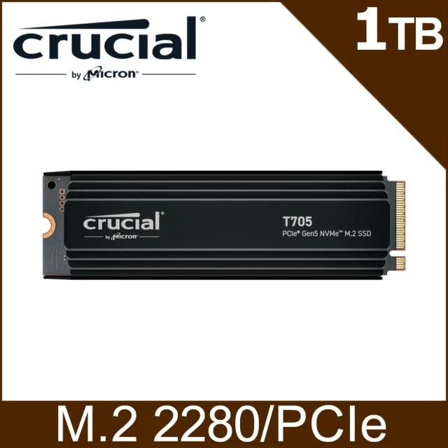 Crucial 美光 T705 1TB Gen5 SSD固態硬碟(含散熱器)