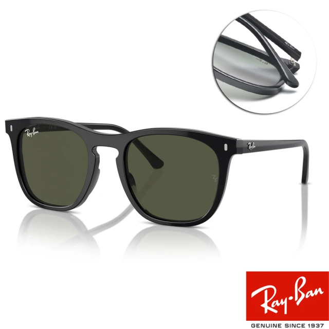 RayBan 雷朋 方框太陽眼鏡(黑 深綠鏡片#RB2210F 90131-53mm)