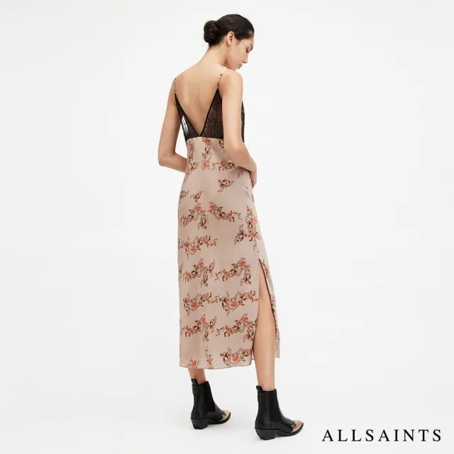 【ALLSAINTS】IMMY OTO 細緻V領蕾絲花卉印花洋裝 WD551Z(修身版型)