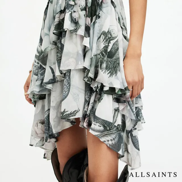 【ALLSAINTS】VALLEY 人造絲花卉骷髏印花背心洋裝 WD540Z(舒適版型)