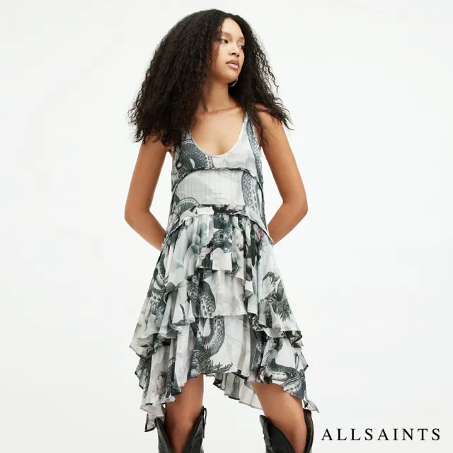 【ALLSAINTS】VALLEY 人造絲花卉骷髏印花背心洋裝 WD540Z(舒適版型)