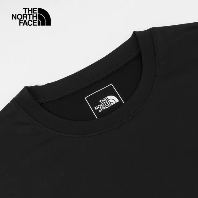 【The North Face 官方旗艦】北面男款黑色吸濕排汗防曬LOGO印花短袖T恤｜8CT2JK3