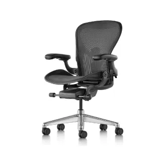 【Herman Miller】Aeron 全功能- 石墨黑鋁腳 l B SIZE l 原廠授權商世代家具(人體工學椅/辦公椅/主管椅)