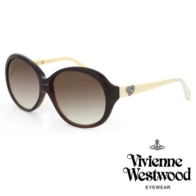 Vivienne Westwood 英國精品時尚心鑽系列造型太陽眼鏡(VW743-02-咖)