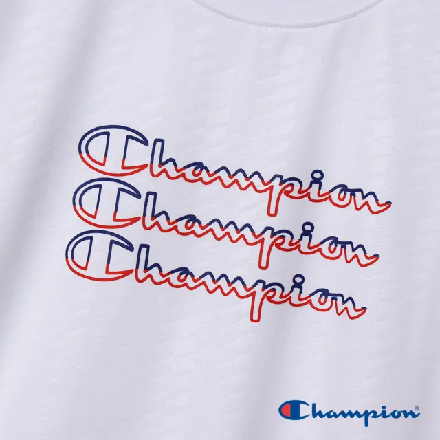 【Champion】官方直營-吸汗速乾疊色Logo印花短袖TEE-童(白色)