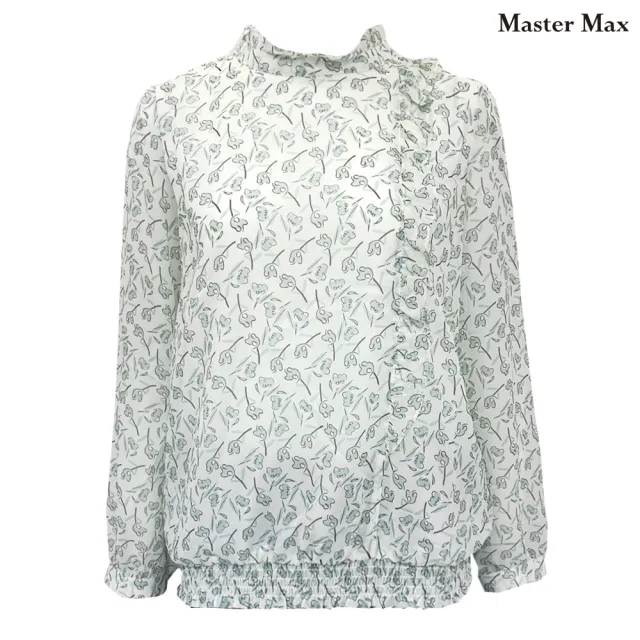 【Master Max】領後釦胸前波浪造型長袖雪紡上衣(8327112)
