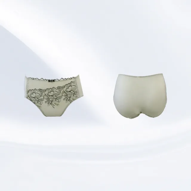 【Swear 思薇爾】仲夏玫瑰系列M-XXL蕾絲刺繡中腰三角女內褲(流沙綠)