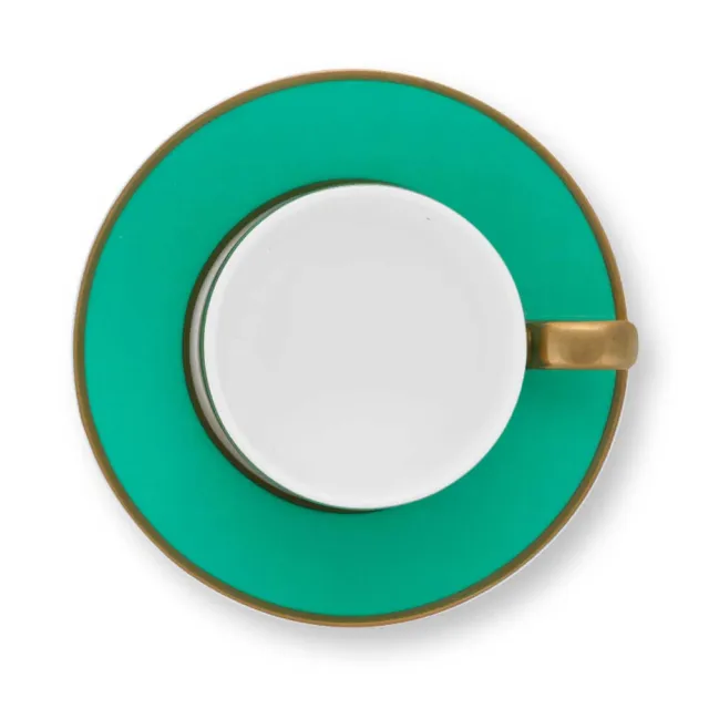 【PIP STUDIO】買一送一★Chique Gold 咖啡杯組120ml-綠(咖啡杯+碟子/2入組)