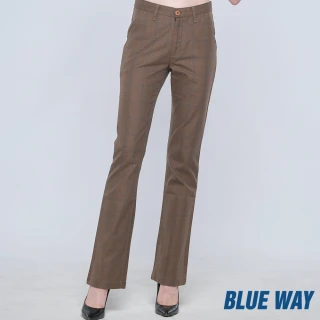 【BLUE WAY】女裝 格子 靴型褲 喇叭褲 長褲-BLUE WAY