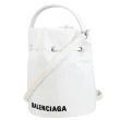 【Balenciaga 巴黎世家】簡約電繡LOGO素雅帆布兩用手提水桶包(白 小)