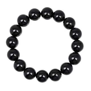 【正佳珠寶】黑碧璽 極黑避邪碧璽 12mm 黑碧璽手珠｜日本彈力繩